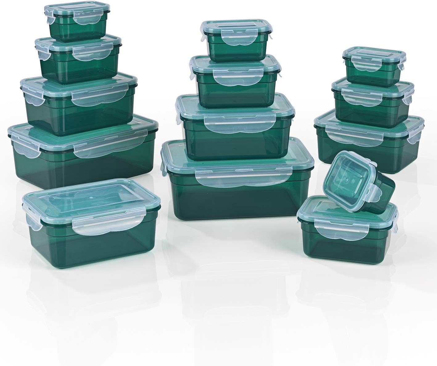 GOURMETmaxx Set of 14 Food containers BPA incl. lid | 4-fold Click Closure and Silicone Seal | Perfect Aroma Preservation of Food