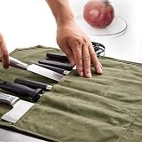 Leogony Knife Roll Bag 7 Pocket Waxed Canvas Chef Knife Case 56x45 cm view 5