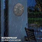 eYotto 12" Garden Clock Waterproof Silent Battery Operated Gray Decor view 2