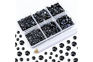 Briskbloom 4500PCS Resin Flatback Rhinestone, 2mm 3mm 4mm 5mm 6mm Solid Black Flatback Rhinestones for Tumblers, Nails Art, Mugs, Bottles, Craft Decoration, Loose Bling Glitter Gem Stone