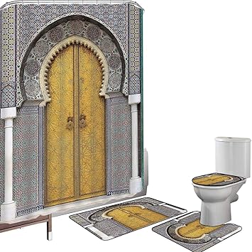 Juego de cortinas baño Accesorios baño alfombras árabe Alfombrilla baño