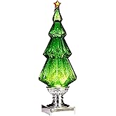 Sparkle Green Holiday Tree Lighted 13.75 inch Acrylic Decorative Tabletop Figurine