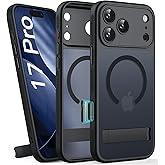 BXYJY for iPhone 17 Pro Case with Stand, Magnetic Compatible with MagSafe, Camera Control Button, Full Lens Protection, Rugged Military Grade Drop, Translucent Matte Slim Case for iPhone 17 Pro, Black