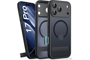 BXYJY for iPhone 17 Pro Magnetic Case with Stand, Camera Control Button, Compatible with MagSafe, Full Lens Protection, Rugged Military Grade Drop, Translucent Matte Slim Case for iPhone 17 Pro, Black