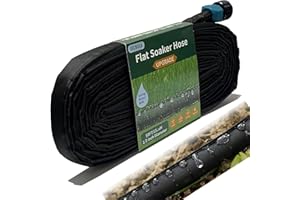 Secbulk 2025 Flat Soaker Hose 50 ft for Garden, 50' Linkable Drip Hose Diy Garden Irrigation System Saving 80% Water, Dual-layer Leak-free Design Water Hose with Holes