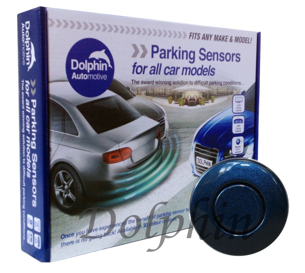 Dolphin Automotive DPS400 Reverse Parking Sensors Auto Express Award Winning In 32 Colours 4 Ultrasonic Radar Sensors Kit Audio Alert System Matt & Gloss Black +30 More Colours (Sea Blue)