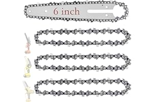 JINFFR 6 Inch Chainsaw Chain and Guide Bar, Replacement Chain Saw Bar and Chains for 6 inch Mini Cordless Electric Portable Handheld Chainsaw for Wood Cutting (4 Chains + 1 Bar)