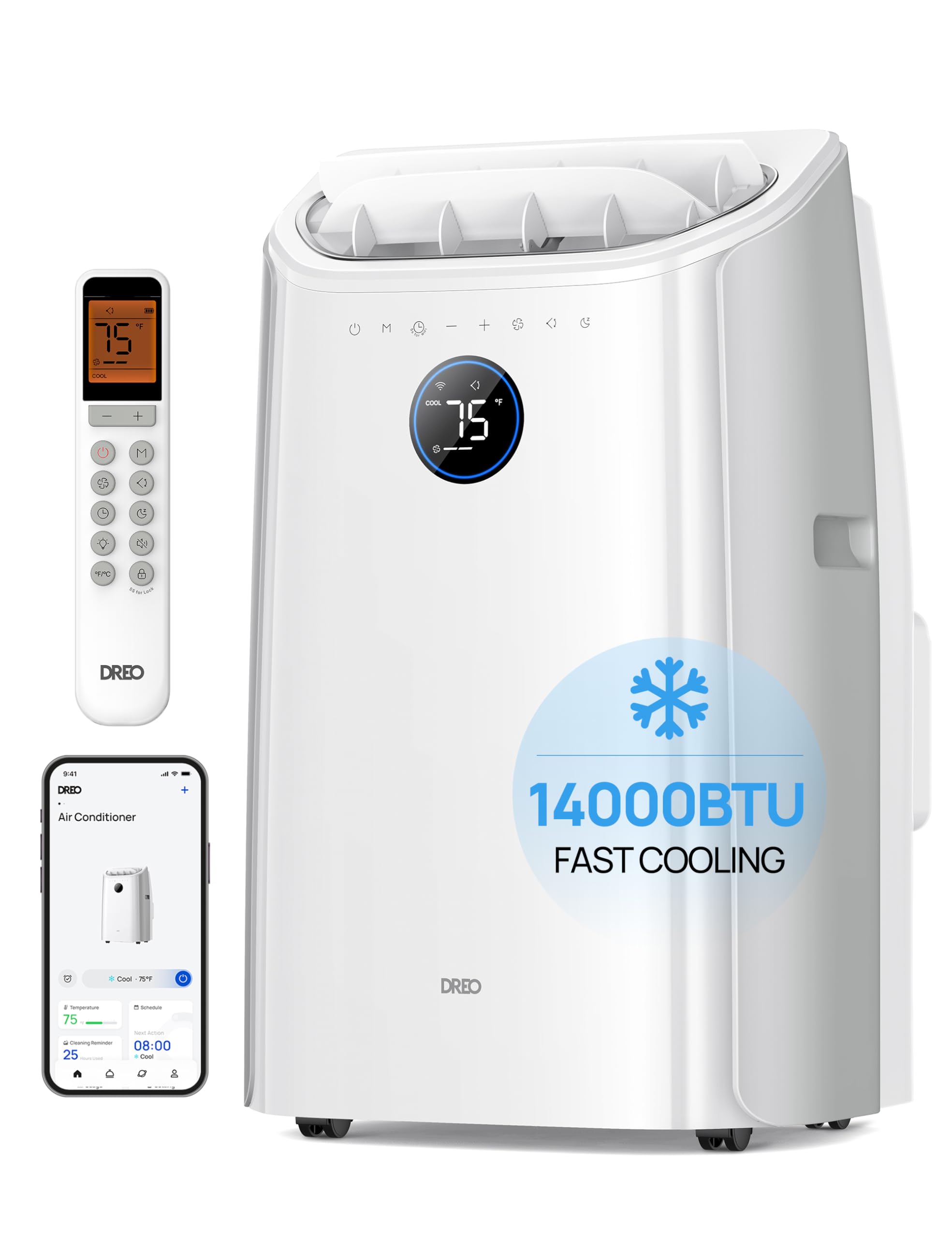 Photo 1 of Dreo Portable Air Conditioners, 14000 BTU ASHRAE (10,000 BTU DOE) Smart AC Unit for Room with Drainage-free Cooling, APP/Voice/Remote, Fan & Dehumidifier, Quiet Standing AC for Bedroom, AC516S New
