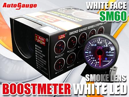 Amazon Co Jp オートゲージ Autogauge ブースト計 Sm 60f スモークレンズ ホワイトフェイス ホワイトled 車 バイク