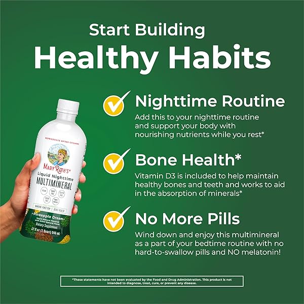MARYRUTH ORGANICS LIQUID NIGHTTIME MULTIMINERAL | NO MELATONIN | MAGNESIUM CITRATE | CALCIUM | ZINC | VITAMIN D3| AVAILABLE IN 4 FLAVORS | VEGAN | SUGAR FREE | GLUTEN FREE | 32 OZ