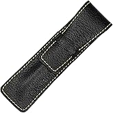 DiLoro Full Grain Thick Buffalo Leather Single Pen Pencil Case Holder Sleeve Black