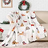 Christmas Throw Blanket Cute Puppy Fleece Throw Blanket Xmas Trees Dog Prints Blankets Winter Holiday Soft Cozy Decorative Blankets Christmas Theme Throws Blanket for Couch Bedding 50 x 60in