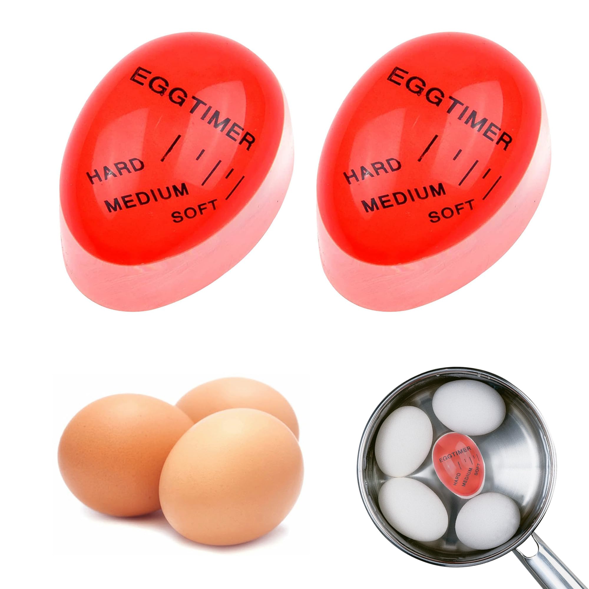 2Pcs Egg Timer, Egg Timers for Boiling Eggs, Colour Changing Boiled Egg Timer, Color Changing Indicator Soft Medium and Hard Boiled Eggs Heat Sensitive Safe Durable Kitchen Tool Cooking Home Use Gift