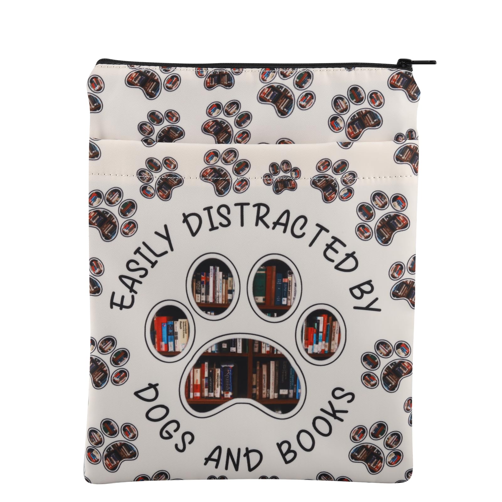 PLITI Book Lover Book Sleeve Dog Lover Gift Easily Distracted By Dogs and Books Book Protector for Animal Lover (Distracted Dogs Books BSU)
