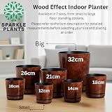 KORAD Wood Effect Indoor Plant Pots with Saucer 18 cm 7 in 6 Sizes 25 Colors view 4