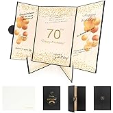 Rolarhola 70th Birthday Guest Book and Party Decorations Set, 12x18 inch Sign-in Signature Card with Matching Envelope + Foldable Stand，Gold Foil Stamped Inner Pages，Black and Gold