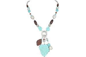Bocar Personalized Layered Strands Turquoise Statement Chunky Necklace for Women Gifts