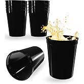 PartyPrints 10 Pack 16 oz Black Reusable Blank Plastic Cups, Stadium Cups Bulk &ndash; BPA Free Top Rack Dishwasher Safe, Party Colored Cups Perfect for Weddng, Birthday Graduation, Clubs