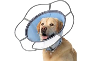 MARIYAGO Soft Dog Cone Collar After Surgery Recovery,Adjustable E-Collar with Removable Shield,Lightweight,Breathable Anti-Licking Protective Cone for Large,Medium,Small Pets (Blue, XXL(Neck:20''-25''))