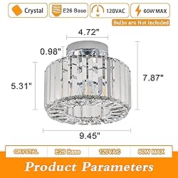 BUXVRCS Crystal Ceiling Light Fixture - Semi Flush