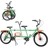 ZUKKA 24 Inch Tandem Bike 3-Fold Tandem Bike 6 Speed Folding Bike Dual Disc Brakes Adult Beach Cruise Bike Adjustable Seat Double Seat for Adult Women Men Senior Couple
