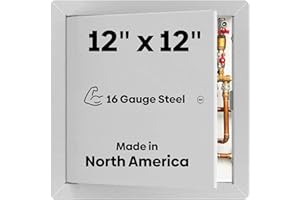 BEST ACCESS DOORS Best BA-AHD 12" x 12" Metal Access Panel with Concealed Pin Hinge, LEED Compliant 16-Gauge Steel Access Door for Non-Rated Drywall/Ceilings, White Drywall Panel with Rounded Corners, Screwdriver Latch