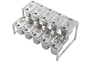 Stainless Steel Seasoning Containers with Lid, Condiment Station 8 to 10 Compartment Trays for Prepping Ingredients and Toppi