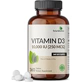 Futurebiotics Vitamin D3 10,000iu (250mcg) 360 Day Supply for Healthy Muscle Function and Immune Support, Non-GMO, 360 Tablets