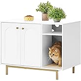 Hzuaneri Cat Litter Box Enclosure, Hidden Litter Box Furniture, Wooden Pet House Side End Table, Storage Cabinet Bench, Fit M