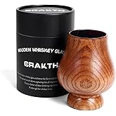 CRAKTH Charred Wooden Whiskey Glass Cup, Old Fashioned Wooden Bourbon Drinking Glass, Whiskey Bourbon Gifts Accessories for Men Dad