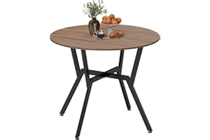 HOMCOM 35" Round Dining Table for 2, Modern Kitchen Table with Steel Frame for Living Room, Dining Room, Brown