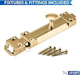 XFORT 2 Pack Polished Brass Door Bolt Surface Mounted 150mm view 2