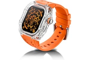 RYUEUYA Translucent Designer Rugged Case and Band Compatible for Apple Watch Ultra 3/2/1 49mm, Luxury Crystal Clear Military Protective Cover Bumper Tactical for iWatch, T-OR