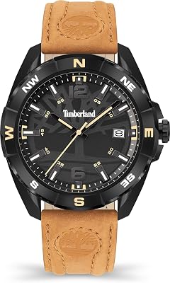 Herren Armbanduhr Millinocket in der Farbe Schwarz mit Lederarmband, Gehäusedurchmesser: 44 mm, TDWGB2202101