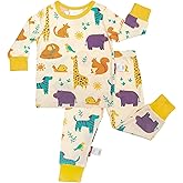 aqpa Two-Piece Pajama Set for Boys & Girls, Bamboo Viscose Pajama Set for Toddlers (US, Age, 2 Years, Beige Zoo)