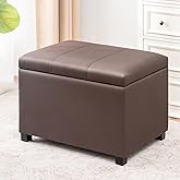 Joveco 24" Leather Storage Ottoman Bench, Rectangle Foot Rest Stool for Living Room, Bedroom, Entryway, Brown
