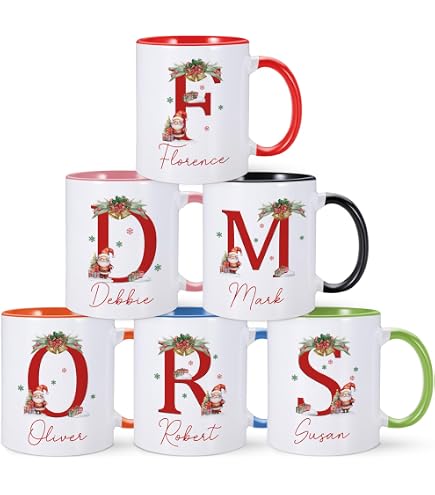 Personalized Christmas Mugs - Custom Name & Initial Hot Cocoa Cups For Kids (11oz) - View #6