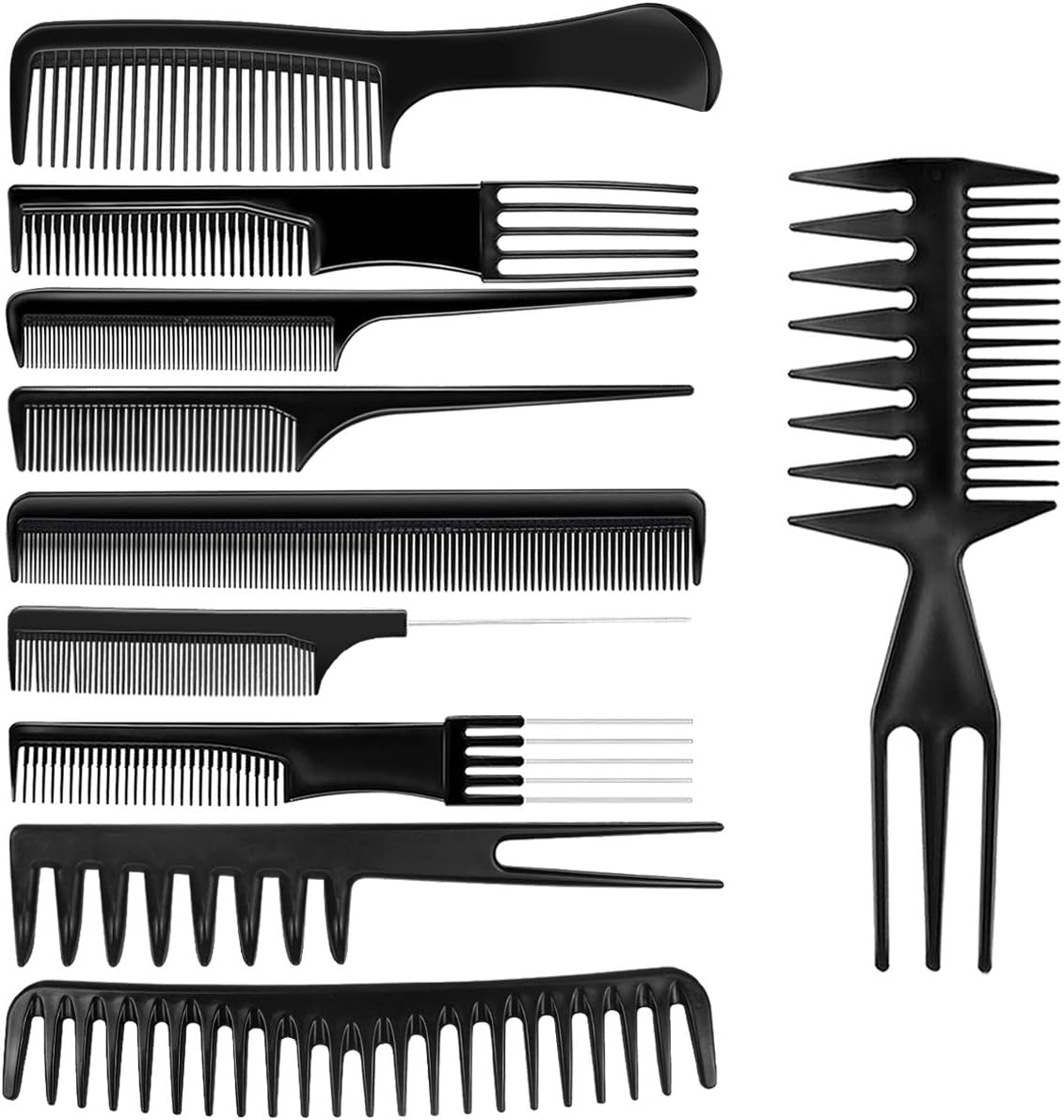 Set 3 Fasce Per Capelli Con Pettine A Denti Di Squalo – In Plastica Rivestita Di Raso, Colori Nero, Vino, Ciano - 4