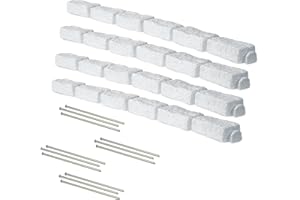 Beuta DIY No Dig Faux Stone Landscape Edging w/Anchoring Spikes, Flexible Brick-Sized Border for Driveways Yards Trees or Gardens, Each 6-Brick Section 48" L x 4" W x 2.25" H (4, Limewash)