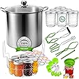 Canning Pot Water Bath Canner with Rack and Mason Jars, 20 Quart Stainless Steel Stock Pots, Canning Supplies Starter Kit Beginners Tools Set, Jar Lifter Tongs and Full Canning Kit Accessories