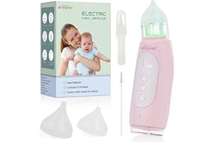 OTTOLIVES Nasal Aspirator for Baby Electric Nose Sucker Self-Cleaning Nose Cleaner with 3 Suction Levels & Music & Colorful Lights Soothing Function Rechargeable Portable Baby Nasal Aspirator, Pink