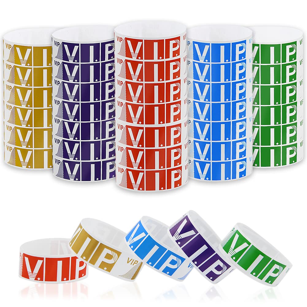 500pcs VIP Event Wristbands, 3/4 Inch Paper Like Bracelets Waterproof VIP Coloured Wrist Band for Events Nightclubs Waterparks Parties Festivals Concerts Fairs