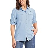 33,000ft Women's UPF 50+ UV Long Sleeve Sun Protection Safari Shirts Quick Dry Outdoor Fishing Hiking Travel Shirt