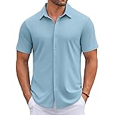 COOFANDY Mens Casual Button Down Shirts Short Sleeve Wrinkle Free Shirt Untucked Summer Stretch Dress Shirt