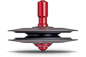 Plexity Labs UFO Tops - Height 611 - Metal Spinning Top - Inspired by The 1986 Soviet Union UFO Incident - Black Titanium UFO Body and Fireball Red Power Core™