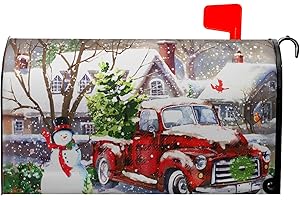 GRANBEY Red Buffalo Plaid Snowman Xmas Mailbox Covers - Winter Post Box Cover with Magnetic Closure - Waterproof & Standard Size 21x18 inch for Garden Yard Home Decor