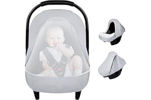 DAYEEBALL Car Seat Covers for Babies Summer, Infant Carseat Canopy Lightweight with Zipper, 2-in-1 Adjustable Baby Car Seat Cover with Breathable Mesh Protect Your Babies from Sun Shade (Grey)