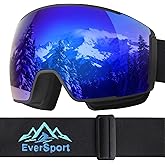 EverSport Ski Goggles, OTG Snowboard Goggles for Men Women with Magnetic Lens UV Protection and Anti Fog, Skiing Snowmobile