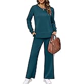 XIEERDUO Women's 2 Piece Lounge Sets Side Slit Outfits Wide Leg Tracksuit Comfy Loungewear Fashion Sweatsuit S-3XL