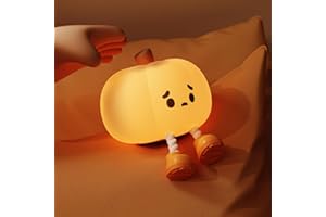 ATSUI Pumpkin Night Light, Halloween LED Squishy Novelty Lamp, Food Grade Silicone, Dimmable, Rechargeable Breastfeeding Nursery Nightlight for Desk Decor, Funny Gifts Stuff for Kids Women Boys Girls